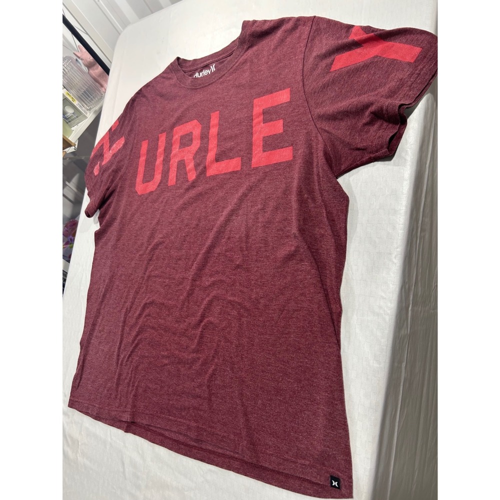 Hurley Mens Premium Fit T-Shirt XL Burgundy Maroon Graphic Short Sleeve Tee